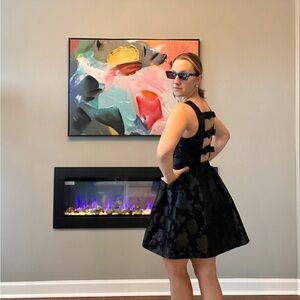 Forever 21 Elegant Black Mini Dress with Back Bows